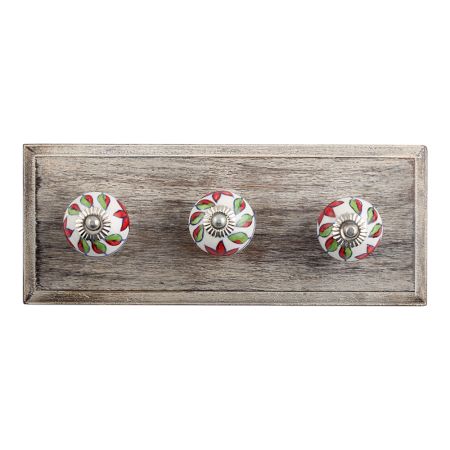 Round Plumeria Mystical Ceramic Wooden Hooks